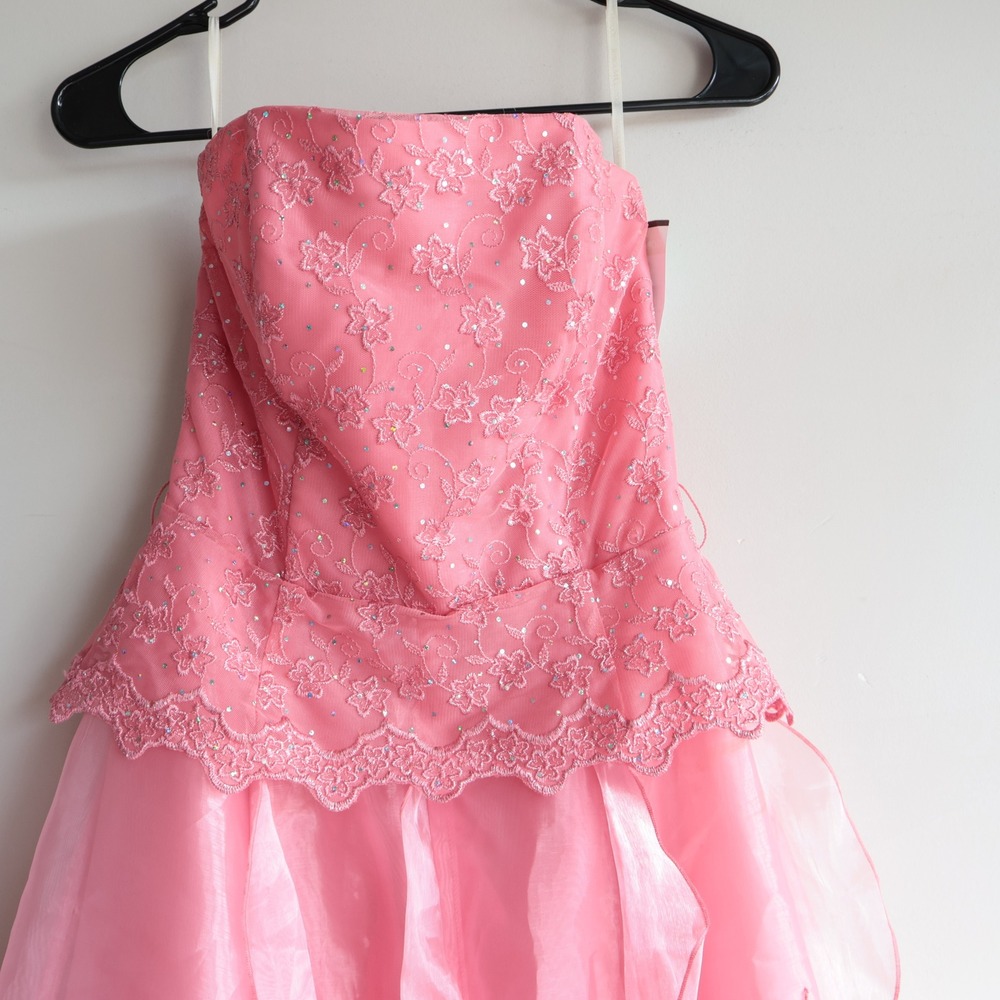 Vintage Jessica McClintock Gunne Sax Pink Organza Prom Homecoming Dress Size 5
